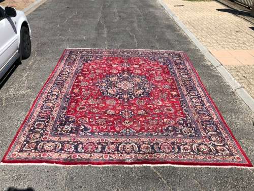 Huge pure wool hand knotted signed Mashad Kashmar Iranian Persian carpet  3800 X 2965 mm