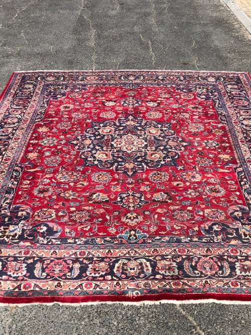 Huge pure wool hand knotted signed Mashad Kashmar Iranian Persian carpet  3800 X 2965 mm
