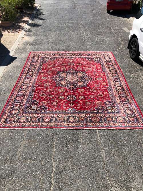 Huge pure wool hand knotted signed Mashad Kashmar Iranian Persian carpet  3800 X 2965 mm