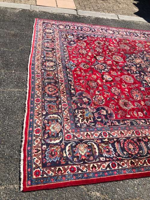 Huge pure wool hand knotted signed Mashad Kashmar Iranian Persian carpet  3800 X 2965 mm