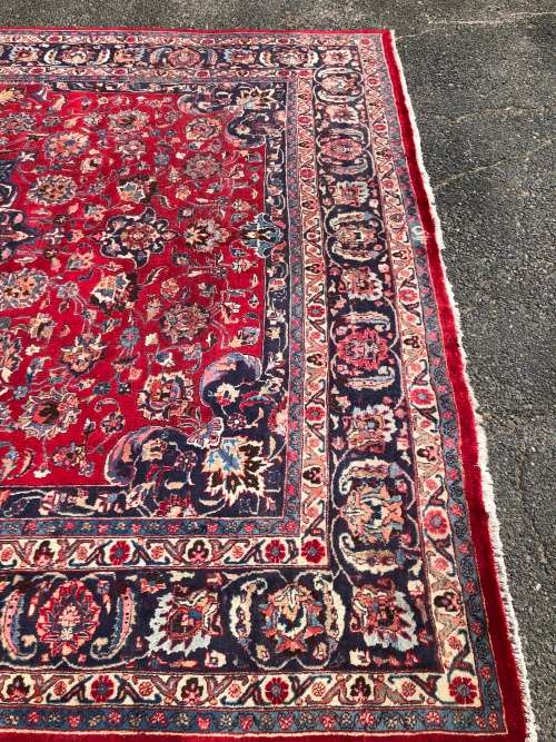 Huge pure wool hand knotted signed Mashad Kashmar Iranian Persian carpet  3800 X 2965 mm