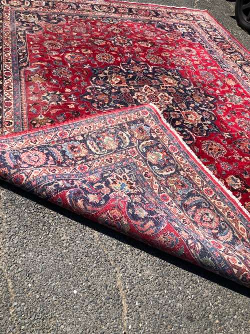 Huge pure wool hand knotted signed Mashad Kashmar Iranian Persian carpet  3800 X 2965 mm