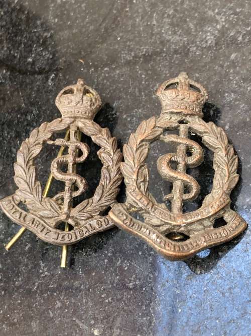 Pair of South African WW1 Royal Army Medical Corps Collar Badges