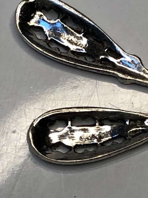 WOW !!! STUNNING VINTAGE STERLING SILVER MARCASITE SCREW ON DROP EARRINGS - 5.44g