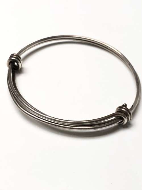 STUNNING MODERNIST STERLING SILVER DESIGNER ADJUSTABLE BANGLE - 24.26g - NICE STATEMENT PIECE