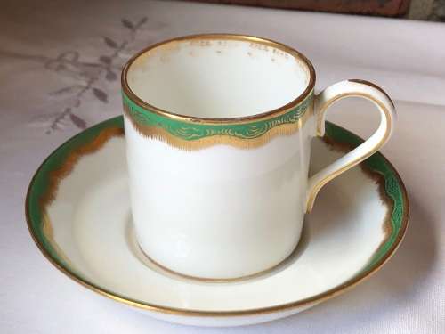 SUPER RARE !!! c1900`s SET OF FOUR WEDGWOOD DEMITASSE CUPS AND SAUCERS - LIGHT GILT WEAR