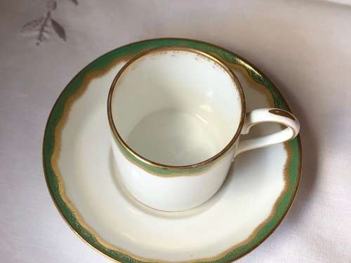 SUPER RARE !!! c1900`s SET OF FOUR WEDGWOOD DEMITASSE CUPS AND SAUCERS - LIGHT GILT WEAR