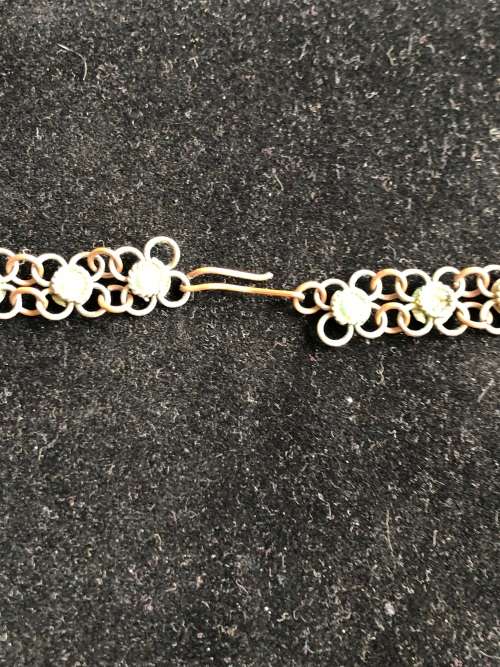 VINTAGE BRONZE TRIBAL BEDOUIN CHAINMAILLE CHOKER WITH TURQUOISE ACCENTS c1930`s