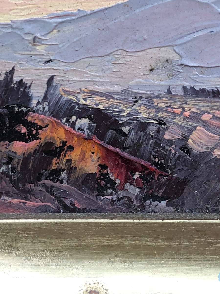 Monté (Montagu) Heyns (1923 - 2001) - Stunning gilt frame oil on board landscape painting