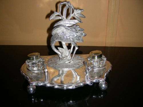 Victorian Silver Plated Ink Stand C1880