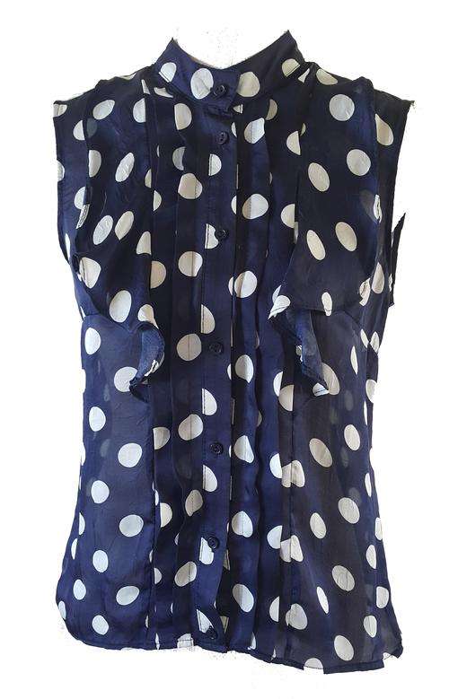 Top navy & white polka dot Charter Club work/casual Size 10