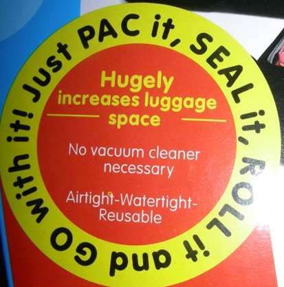 Vac storage bag - Travel - size 60cm x 40cm - No Need for a vacuum !!!