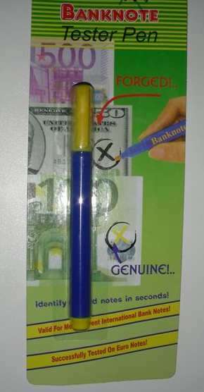 Bank Note tester Pen - takes seconds to check if a note is counterfeit.