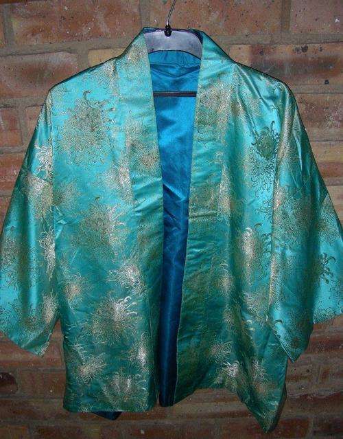Vintage reversible cocktail Jacket - Turquoise and gold