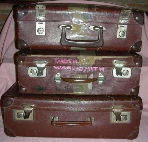 3 x OLD brown board school cases  WITH keys for 2 of them !!