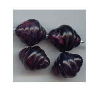 10 Vintage Amethyst 18 x 15 beehive Beads