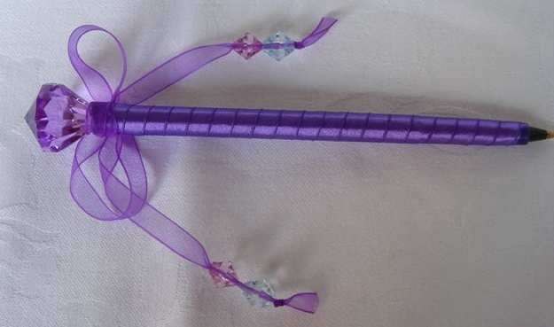 Purple Crystal Topped Pen - REDUCED