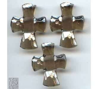 2 Vintage hammered glass slate AB 30 x 23 Flat Back Crosses