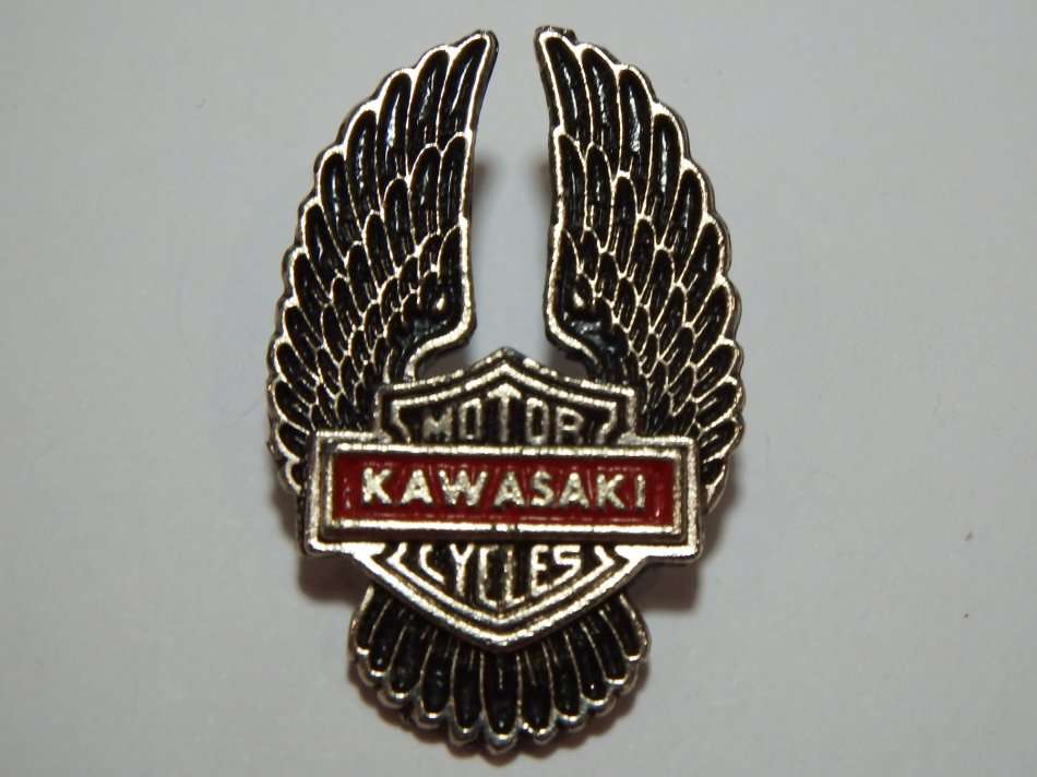 Kawasaki Motor Cycles pin badge
