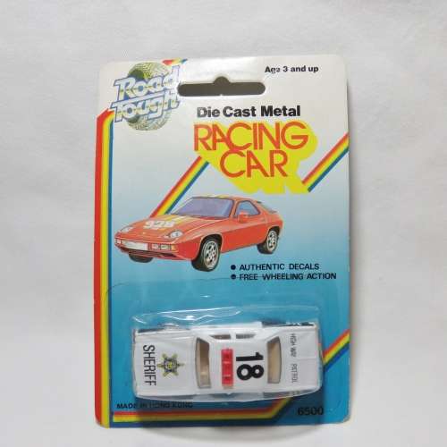 Vintage Road Tough die cast racing car Highway patrol toy car in pack