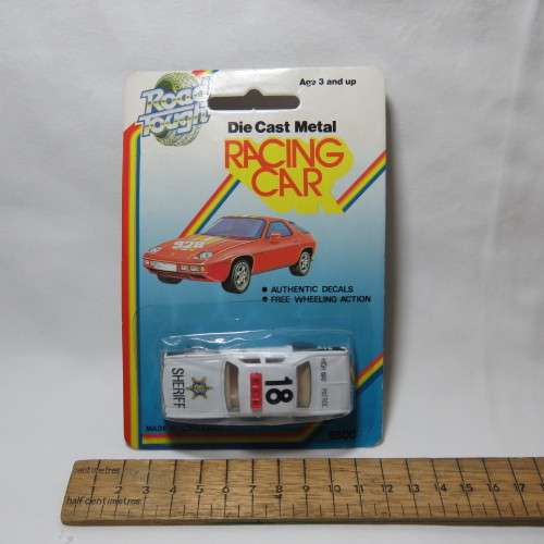 Vintage Road Tough die cast racing car Highway patrol toy car in pack