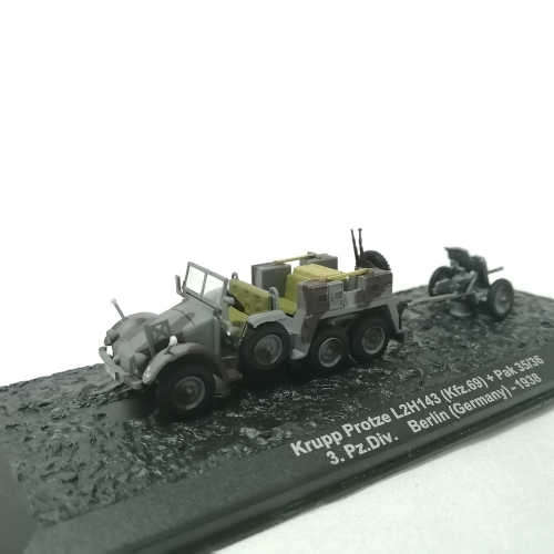 1938 German ( Berlin ) Krupp Protze L2H143 Military vehicle with PAK 35/36 cannon die-cast model