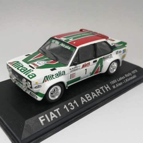 Fiat 131 Abarth die-cast rally model car- 1979 1000 lakes rally - #1 M Alen / I Kivimaki