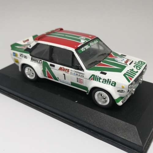 Fiat 131 Abarth die-cast rally model car- 1979 1000 lakes rally - #1 M Alen / I Kivimaki