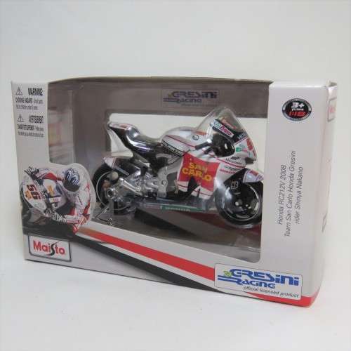 Maisto 2008 Honda RC212V San Carlo MotoGP die-cast motorcycle - #56 Shinya Nakano - Scale 1/18
