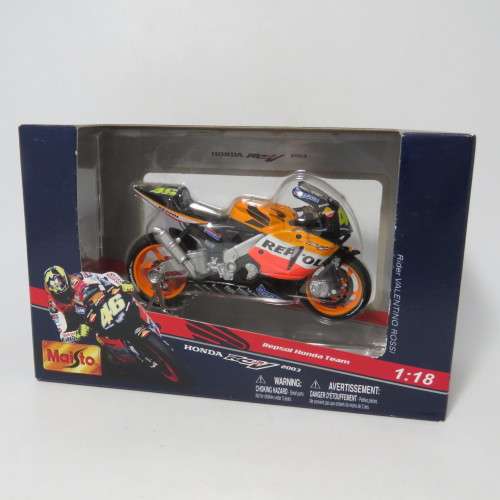Maisto 2003 Honda RCV 211 Repsol MotoGP die-cast motorcycle - #46 Valentino Rossi - Scale 1/18