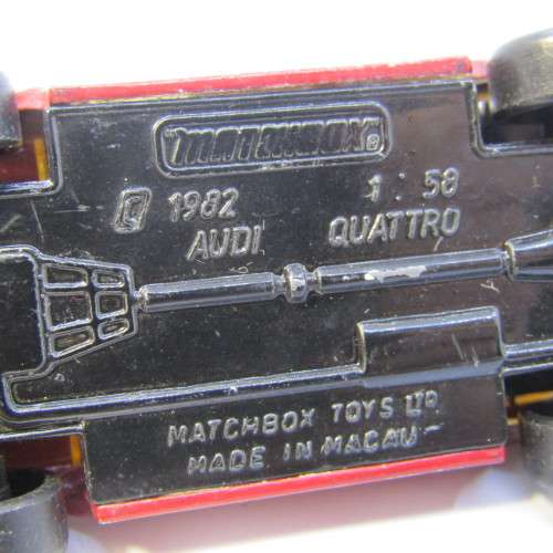 1982 Matchbox Audi Quattro toy car - scale 1/58