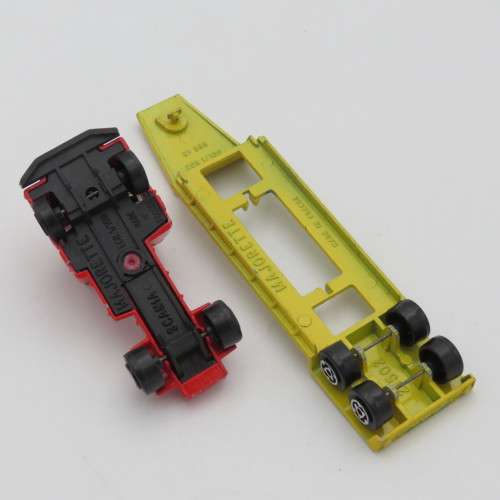 Majorette Scania truck and low-boy trailer toy car
