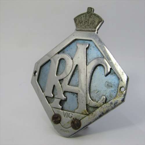 Vintage 1950`s RAF Stokes Victoria Australia Royal Automobile Club car badge