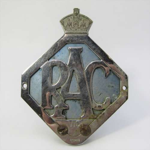 Vintage 1950`s RAF Stokes Victoria Australia Royal Automobile Club car badge