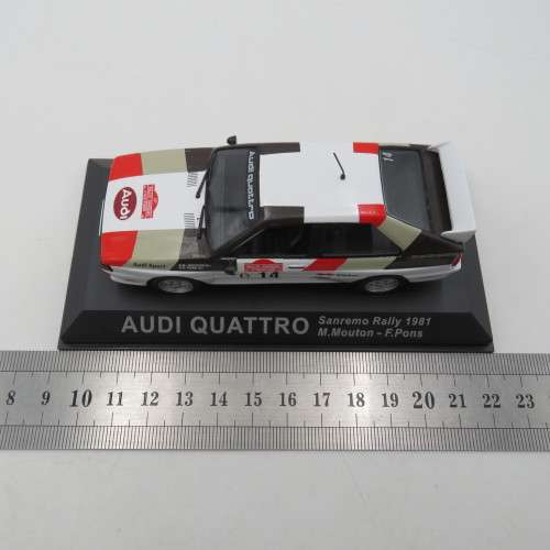 Audi Quattro die-cast rally model car - 1981 Sanremo rally - Scale 1/43