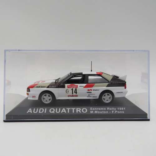 Audi Quattro die-cast rally model car - 1981 Sanremo rally - Scale 1/43
