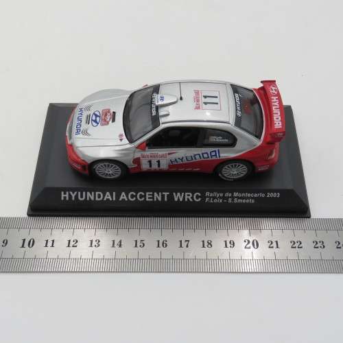 Hyundai Accent WRC die-cast rally model car - 2003 Monte Carlo - Scale 1/43
