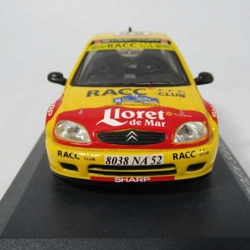 Citroen Saxo S1600 die-cast rally model car - scale 1/43 - rear spoiler missing
