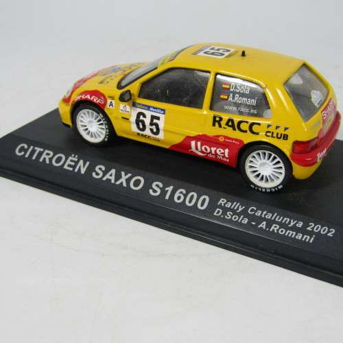 Citroen Saxo S1600 die-cast rally model car - scale 1/43 - rear spoiler missing
