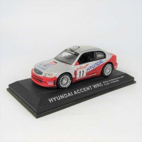 Hyundai Accent WRC die-cast rally model car - rear spoiler missing - scale 1/43