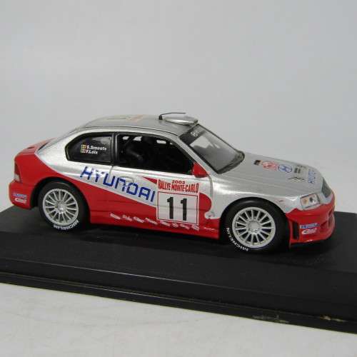 Hyundai Accent WRC die-cast rally model car - rear spoiler missing - scale 1/43