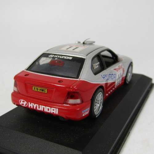 Hyundai Accent WRC die-cast rally model car - rear spoiler missing - scale 1/43