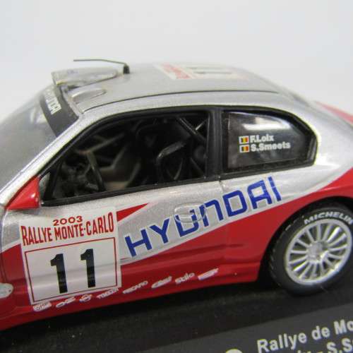Hyundai Accent WRC die-cast rally model car - rear spoiler missing - scale 1/43