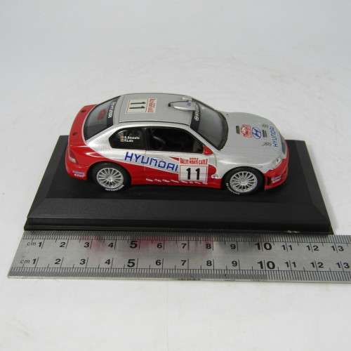 Hyundai Accent WRC die-cast rally model car - rear spoiler missing - scale 1/43