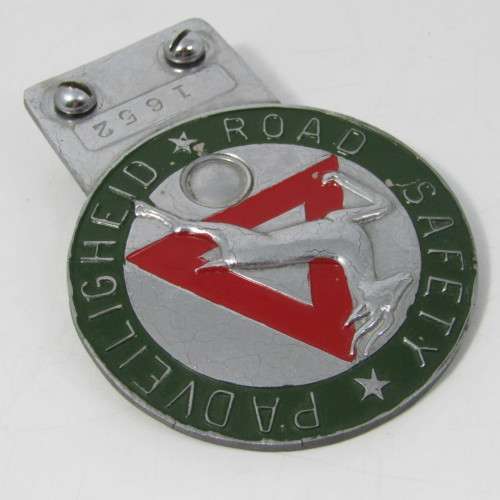 Vintage Road Safety car badge No. 1652 (Issued to Van Riebeeck?)