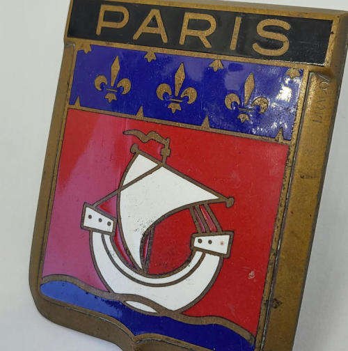 Vintage Paris enameled car grille badge