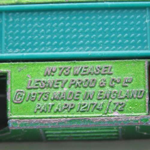 Matchbox Rolamatics #73 weasel military vehicle toy car with moving turret