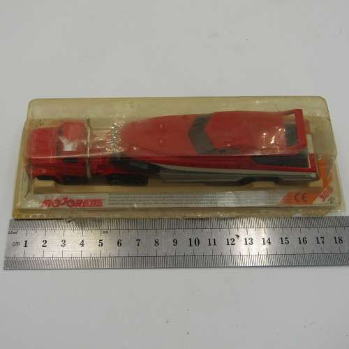 Majorette die-cast truck with yacht on trailer