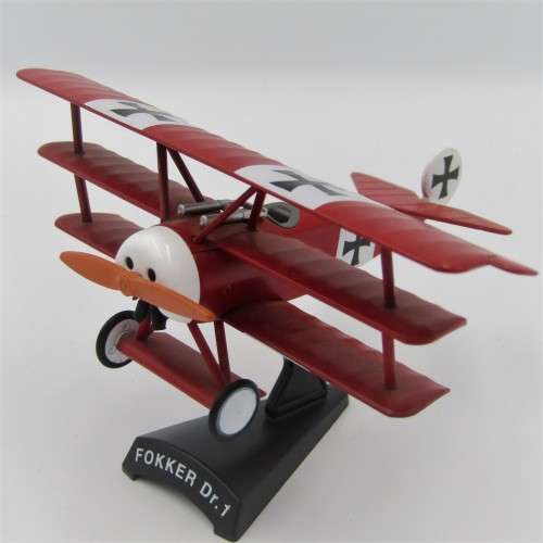 German WW1 Fokker Dr.1 Red Baron die-cast model plain - scale 1/63