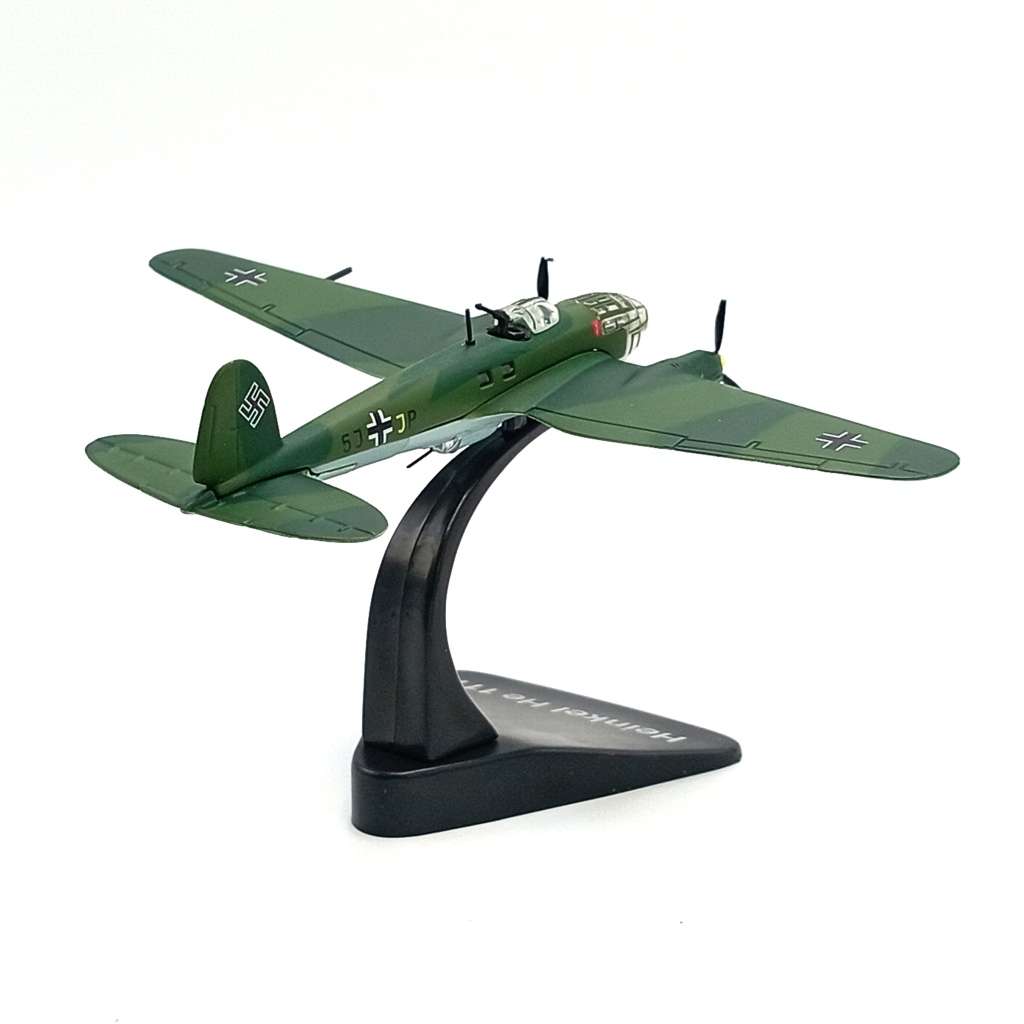 Atlas WW2 Heinkel He III die-cast model plane in box scale 1/144